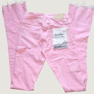 Valabasas Pink Flare Jeans Size‎ 28 Extra Long Distressed Raw Hem Stretch Y2K